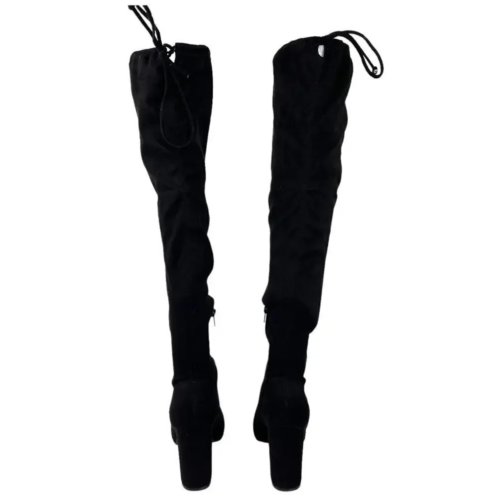 Anthropologie x Faryl Robin Sofia Vegan Suede Knee-High Black Heeled Boot 9
